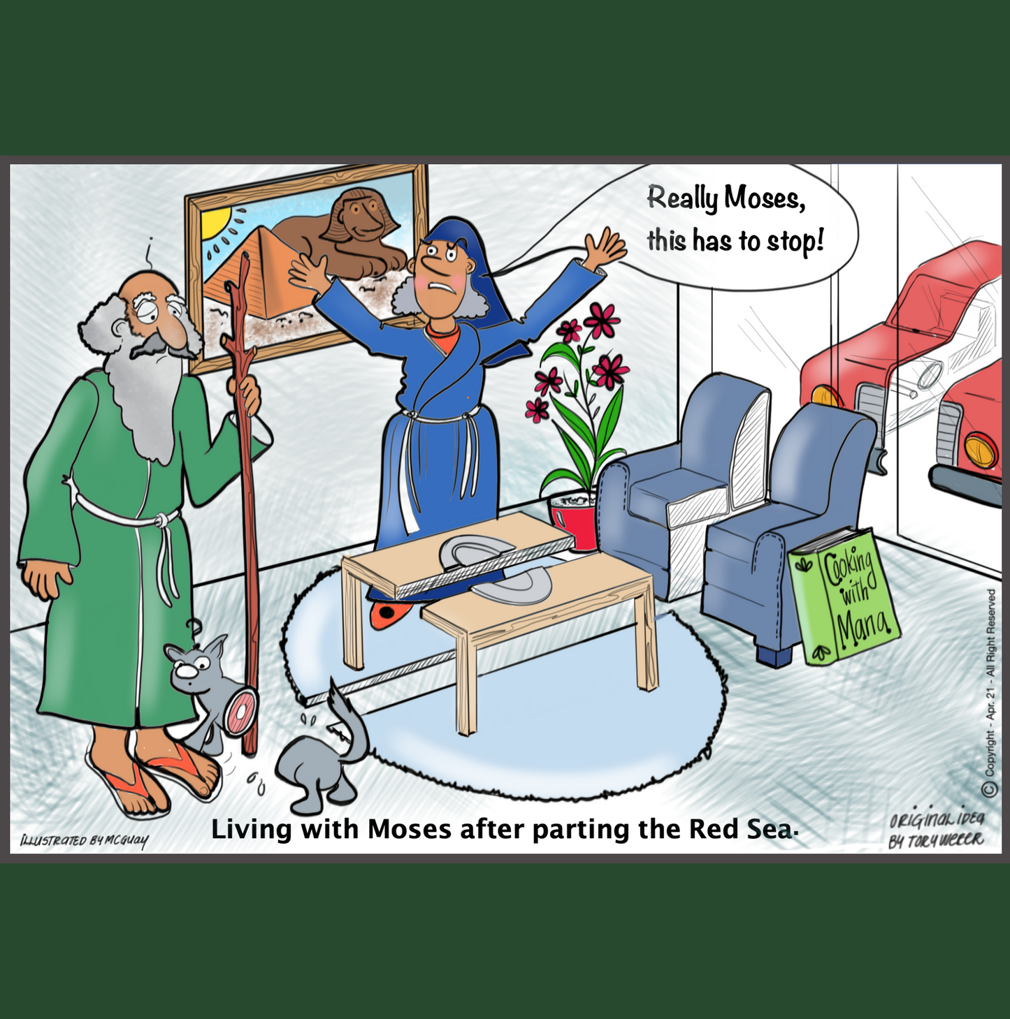 Moses Parts The Livingroom Greeting Card